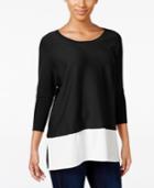 Style & Co Dolman-sleeve Woven-hem Sweater, Only At Macy's