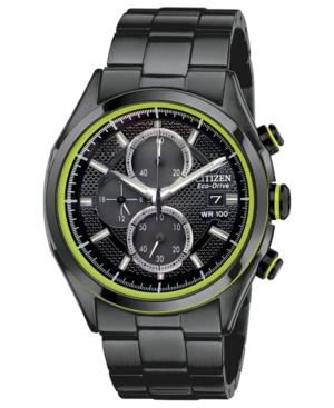 Citizen Watch, Men's Chronograph Drive From Citizen Eco-drive Black Ion-plated Stainless Steel Bracelet 40mm Ca0435-51e