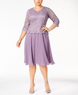 Alex Evenings Plus Size Scalloped Lace A-line Dress
