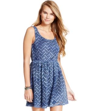 Trixxi Juniors' Eyelet Mesh Skater Dress