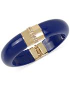 M. Haskell For Inc Gold-tone Crystal-enhanced Blue Resin Hinge Bangle Bracelet, Only At Macy's
