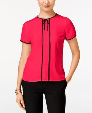 Cece Ribbon-trim Tie-neck Top