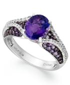 Sterling Silver Ring, Amethyst (2-1/3 Ct. T.w.) And White Topaz (3/4 Ct. T.w.) Oval Pave Ring