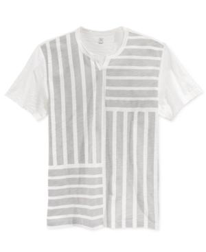 Inc International Concepts Men's Pine Blocked-stripe Split-neck T-shirt, Only At Macy's
