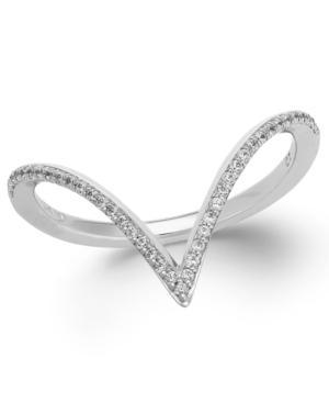 Wrapped Diamond V-shaped Ring In 10k White Gold (1/6 Ct. T.w.)