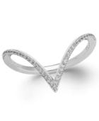 Wrapped Diamond V-shaped Ring In 10k White Gold (1/6 Ct. T.w.)