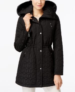 Calvin Klein Water-resistant Faux-fur-trim Quilted Anorak Coat