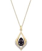Onyx (1-1/10 Ct. T.w.) And Diamond Accent Pendant Necklace In 14k Gold