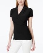Charter Club Faux-wrap Short-sleeve Top, Only At Macy's
