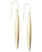 14k Gold Earrings, Flat Oval Drop