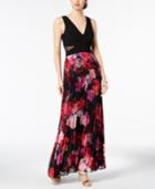 Xscape Pleated Floral-print Gown, Regular & Petite Sizes