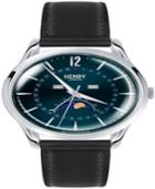 Henry London Knightsbridge Unisex 39mm Black Leather Strap Watch With Silver Stainless Steel Casing