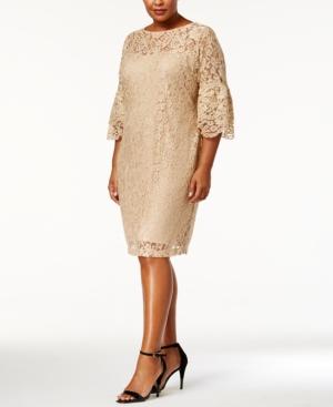 Calvin Klein Plus Size Lace Bell-sleeve Dress