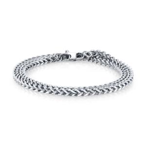 He Rocks 4mm Double Wrap Franco Chain Stainless Steel Bracelet, 17