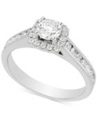 Diamond Channel Set Halo Engagement Ring (1 Ct. T.w.) In 14k White Gold