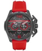 Diesel Men's Chronograph Ironside Red Silicone Strap Watch 48x55mm Dz4388
