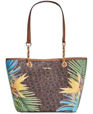 Calvin Klein Hayden Palm-print Medium Tote