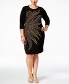 Calvin Klein Plus Size Three-quarter-sleeve Studded Sheath Dress