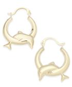 Dolphin Hoop Earrings In 10k Gold