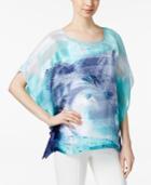 Style & Co. Printed Sheer Poncho Blouse, Only At Macy's
