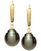 Tahitian Pearl (10mm) Leverback Earrings In 14k Gold