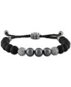 Esquire Men's Jewelry Multi-stone & Diamond (1/5 Ct. T.w.) Nylon Cord Bolo Bracelet In Sterling Silver, Created For Macy's
