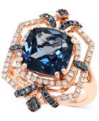 London Blue Topaz (4-3/4 Ct. T.w.) And Diamond (1/2 Ct. T.w.) Ring In 14k Rose Gold