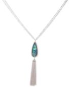 Lonna & Lilly Silver-tone Abalone Stone & Chain Tassel Lariat Necklace