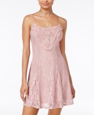 City Triangles Juniors' Crochet Lace Slip Dress