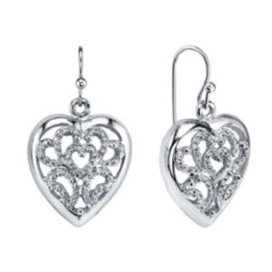 2028 Filigree Heart Drop Earrings