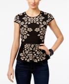 Inc International Concepts Petite Jacquard Peplum Sweater, Only At Macy's