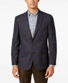 Tommy Hilfiger Men's Slim-fit Blue And Brown Windowpane Sport Coat