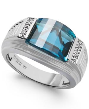Men's London Blue Topaz (6-1/2 Ct. Tw.) And Diamond Accent Ring In Sterling Silver