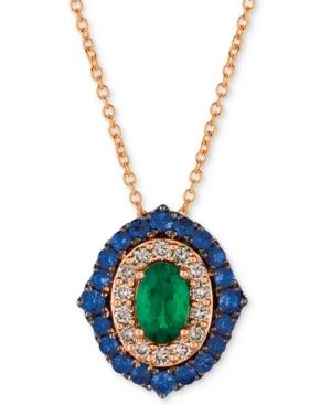 Le Vian Costa Smeralda Multi-gemstone (7/8 Ct. T.w.) & Nude Diamond (1/5 Ct. T.w.) 20 Pendant Necklace In 14k Rose Gold