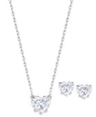 Swarovski Silver-tone Crystal Heart Pendant Necklace And Matching Stud Earrings
