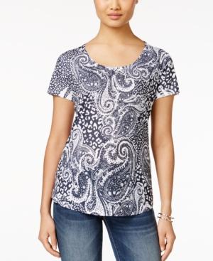 Style & Co. Printed Short-sleeve Top, Only At Macy's