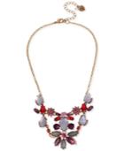 Betsey Johnson Rose Gold-tone Stone And Crystal Flower Drama Necklace