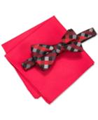 Alfani Men's Mars Gingham Bow Tie & Solid Pocket Square Set, Only At Macy's
