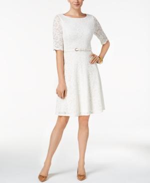 Charter Club Belted Lace Dress, Created For Macy's
