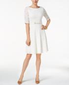 Charter Club Belted Lace Dress, Created For Macy's
