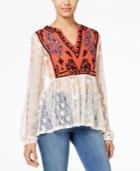 American Rag Embroidered Lace Peasant Top, Only At Macy's