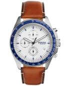 Fossil Men's Chronograph Sport 54 Light Brown Leather Strap Watch 44mm 54ch3029