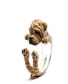 Shar Pei Hug Ring In Sterling Silver And Enamel