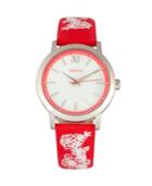 Bertha Quartz Penelope Collection Red And Silver Leather Watch 36mm