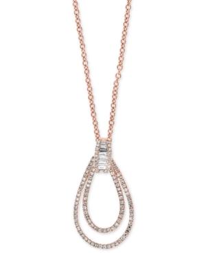 Effy Diamond Double Loop 18 Pendant Necklace (1/2 Ct. T.w.) In 14k Rose Gold