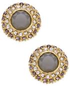 Inc International Concepts Gold-tone Gray Stone And Pave Crystal Crown Stud Earrings, Only At Macy's