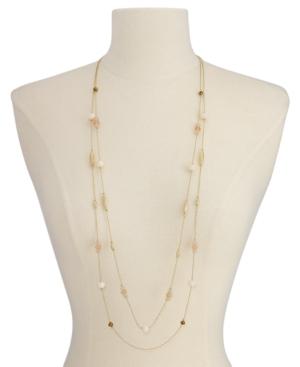 Inc International Concepts Gold-tone Pink Bead Double-row Necklace, Only At Macy's