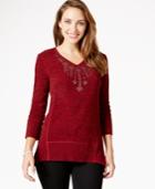 Style & Co. Petite Studded V-neck Sweater