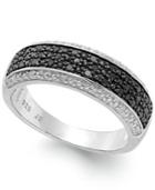 Black Diamond And White Diamond Accent Band In Sterling Silver (1/4 Ct. T.w.)