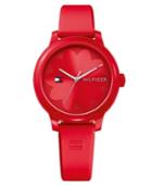 Tommy Hilfiger Women's Red Silicone Strap Watch 38mm